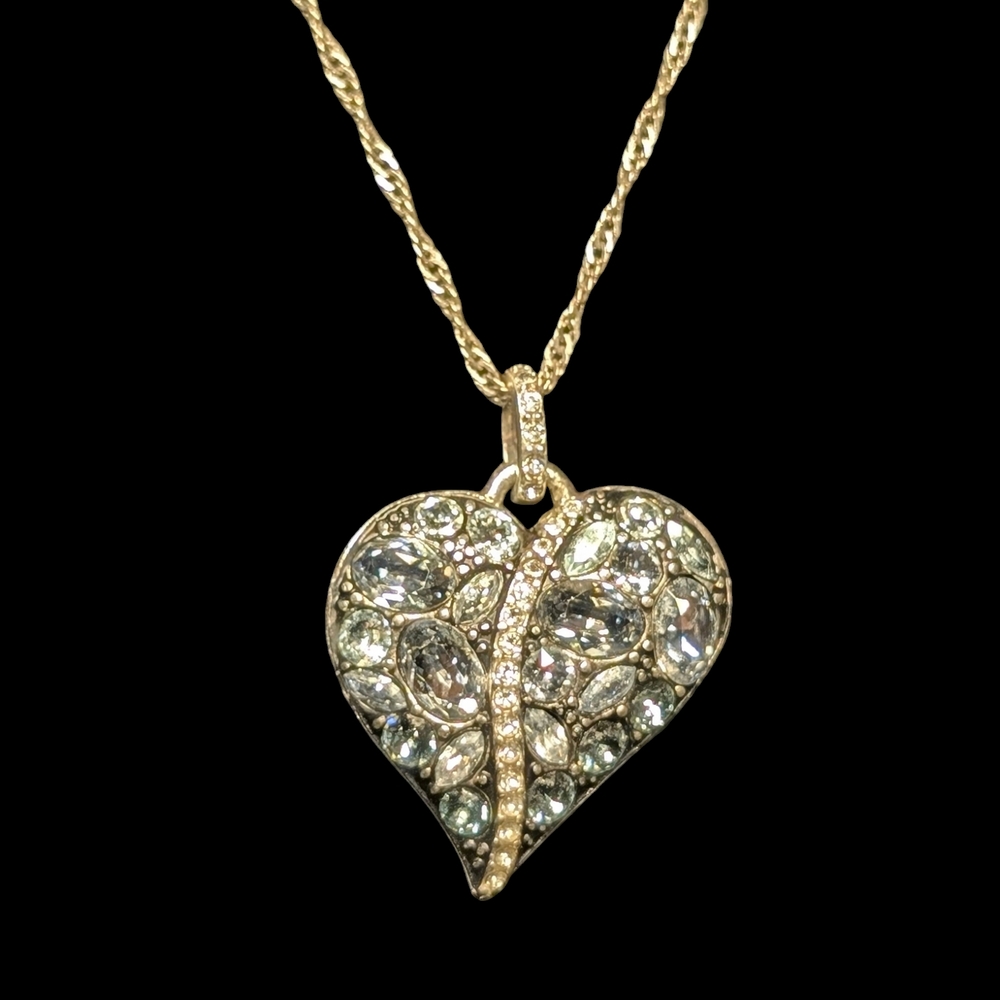 Brighton "Trust Your Journey" Swarovski Crystal Heart Pendant Necklace Silver